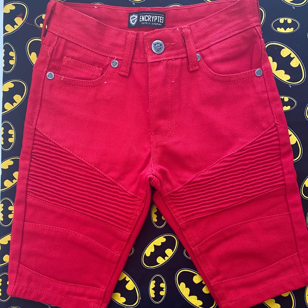 Red Jean Shorts
